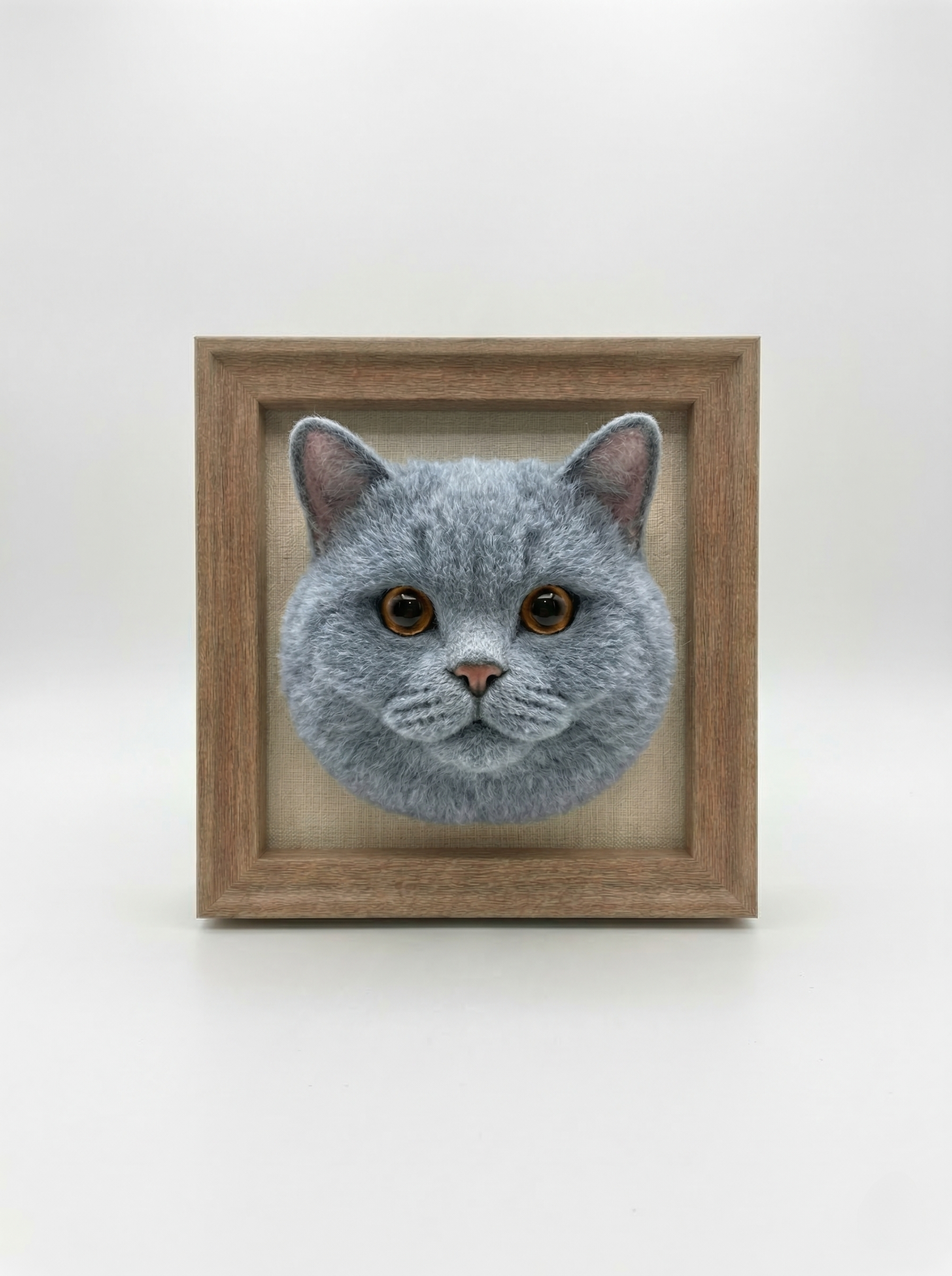 Custom Wool-Felt Framed Cat Portrait - 5''